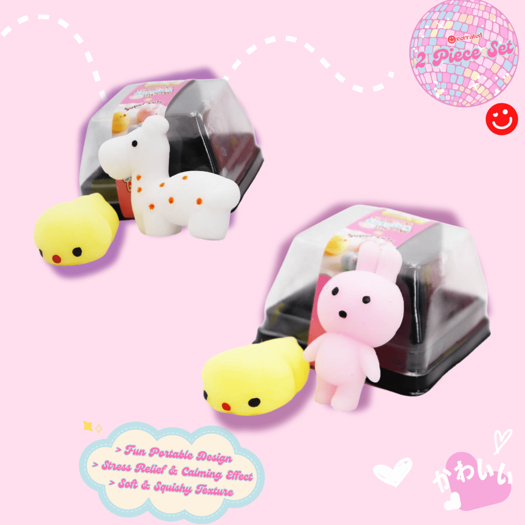 2 Piece Squishy Mini Mochi Animals Sensory Toy Set - OVERRATED