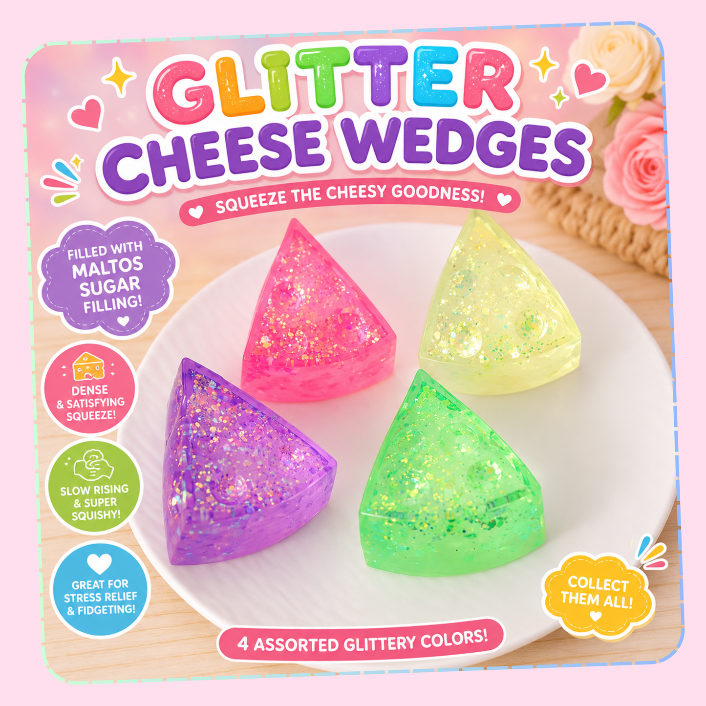 Glitter Sparkle Cheese Squishy ✨