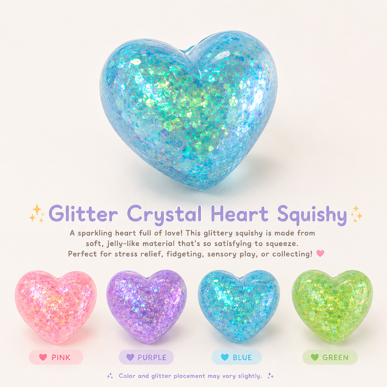 Glitter Crystal Heart Squishy