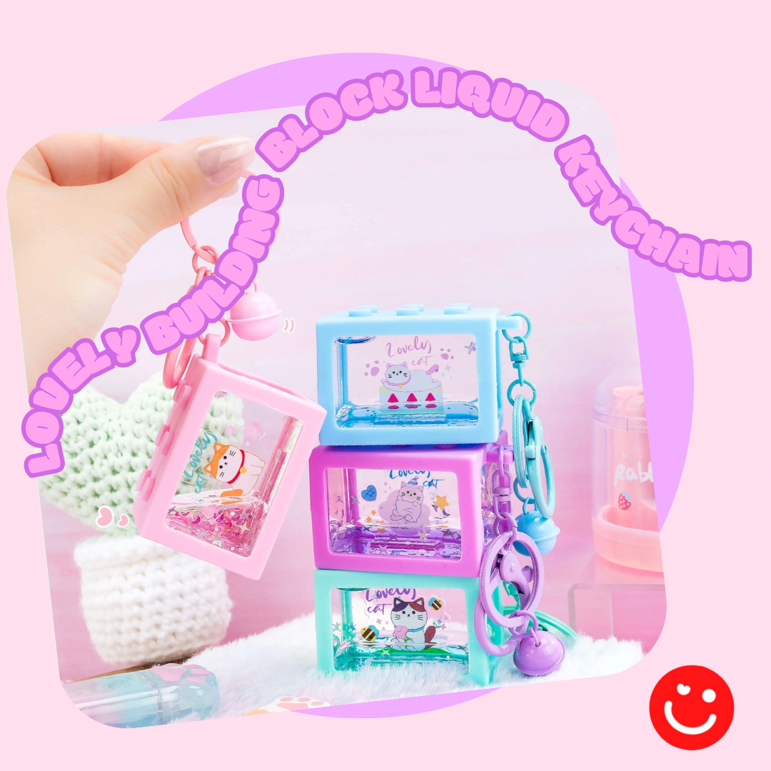 Kira Kira Lovely Purple Building Block Liquid Keychain