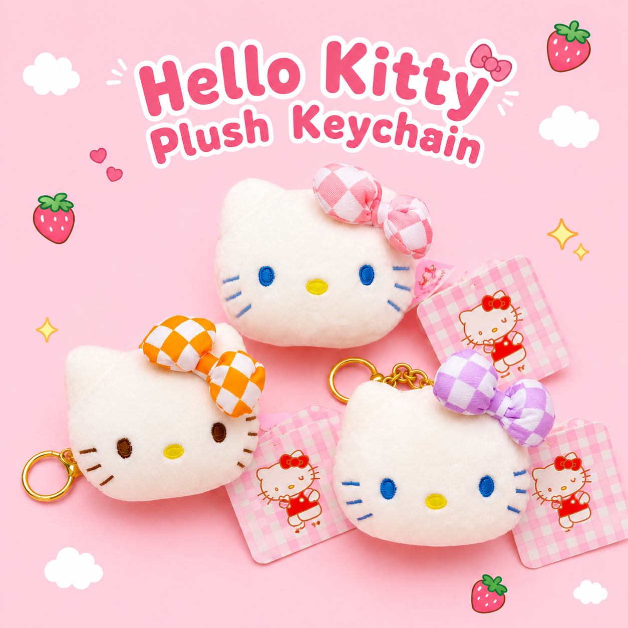Sanrio Hello Kitty Plush Head Keychain
