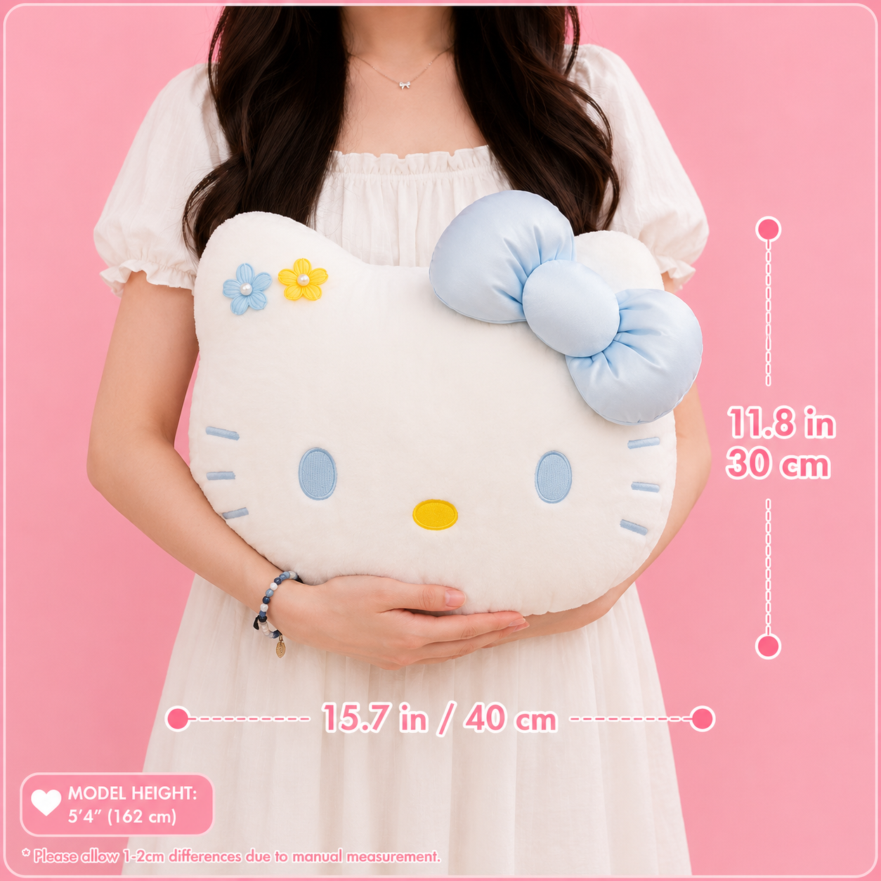Blue Bow Hello Kitty Plush Pillow