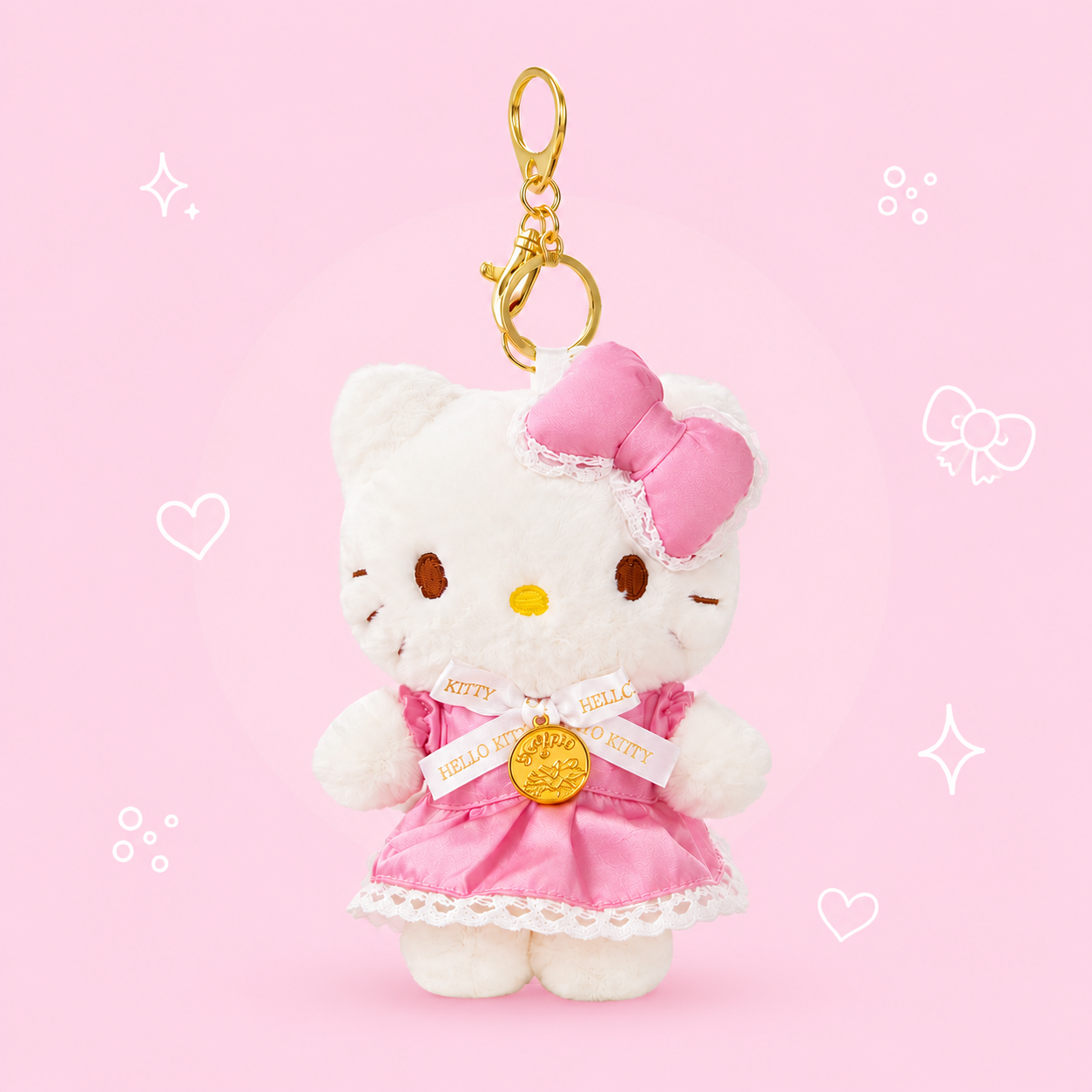 Sanrio Hello Kitty Scorpio Pink Lace Dress Plush Keychain