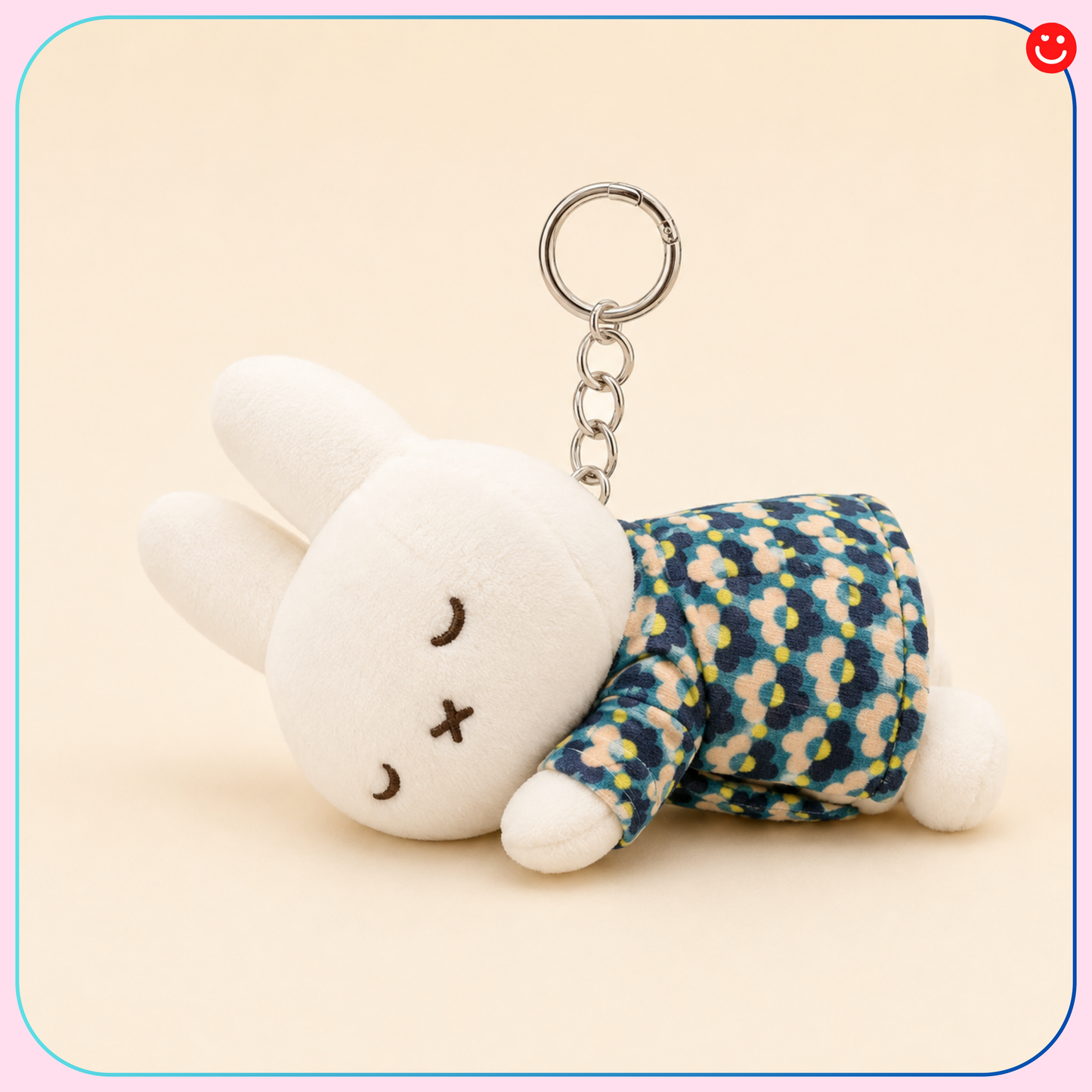 Miffy Sleeping Blue Floral Plush Keychain