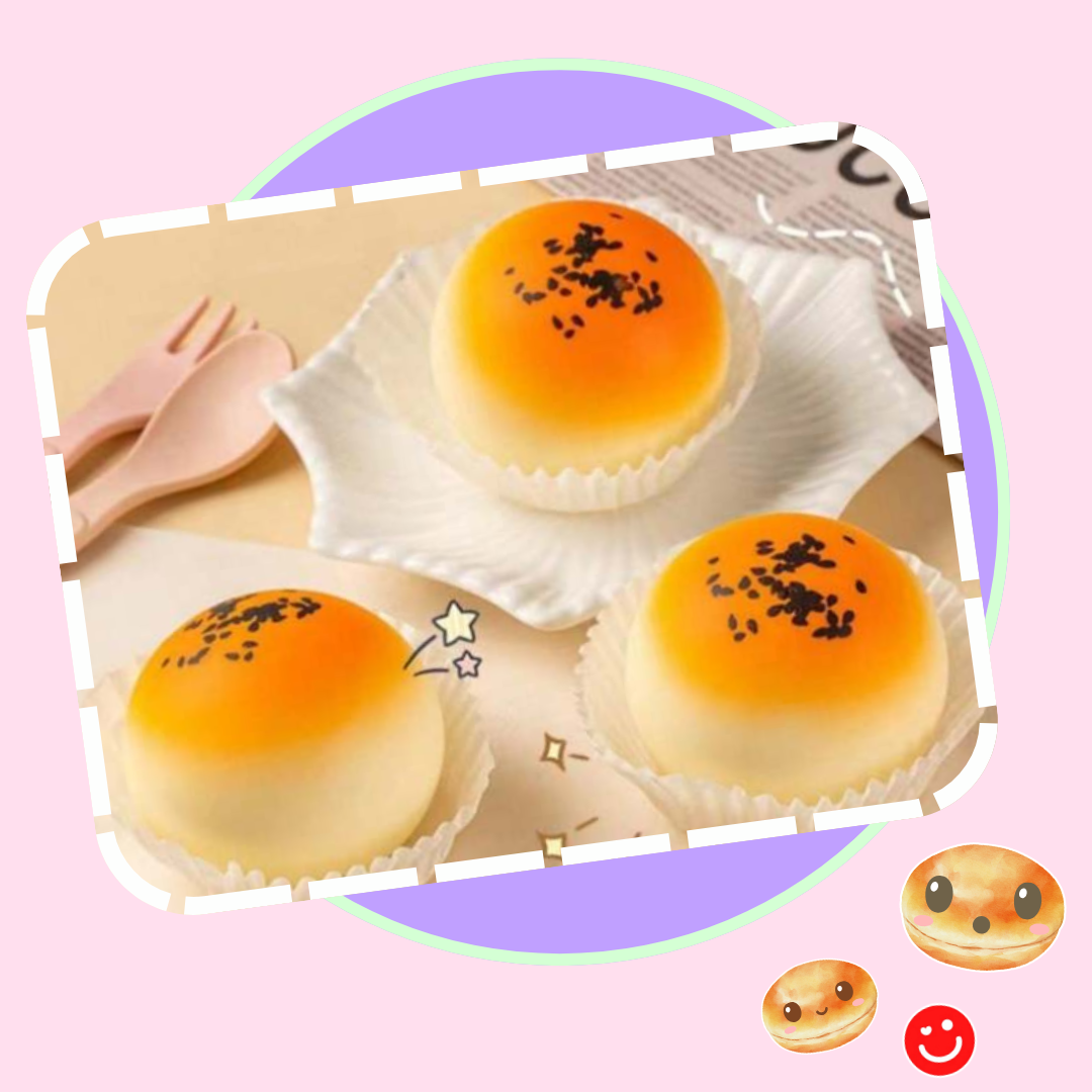 Squishy Sesame Delight Toasty Bun Puff Sensory Toy
