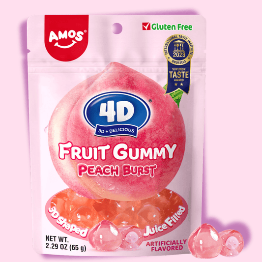 Amos 4D Fruit Gummy - Peach Burst Juice Filled - OVERRATED