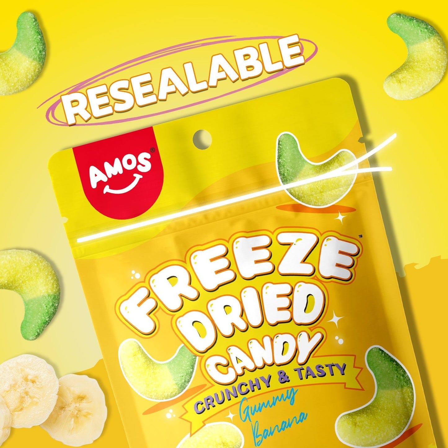 Amos Freeze Dried Gummy Banana - OVERRATED