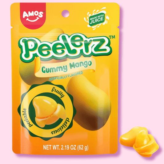 AMOS Mango Peelz Gummy Candy, Peeling Gummy Mango Resealable 2.19oz Bag - OVERRATED