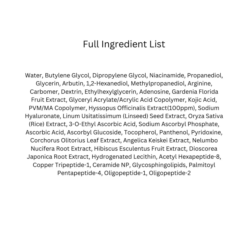 Arencia Holy Hyssop Glow Serum vitamin complex ingredients - Overrated Korean Beauty & More
