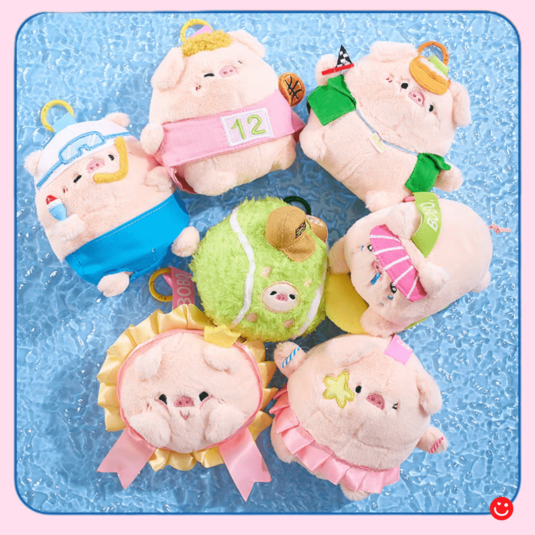 Bobo Pig Games Happy Sports Plush Zipper Bag Keychain Blind Box - OVERRATED