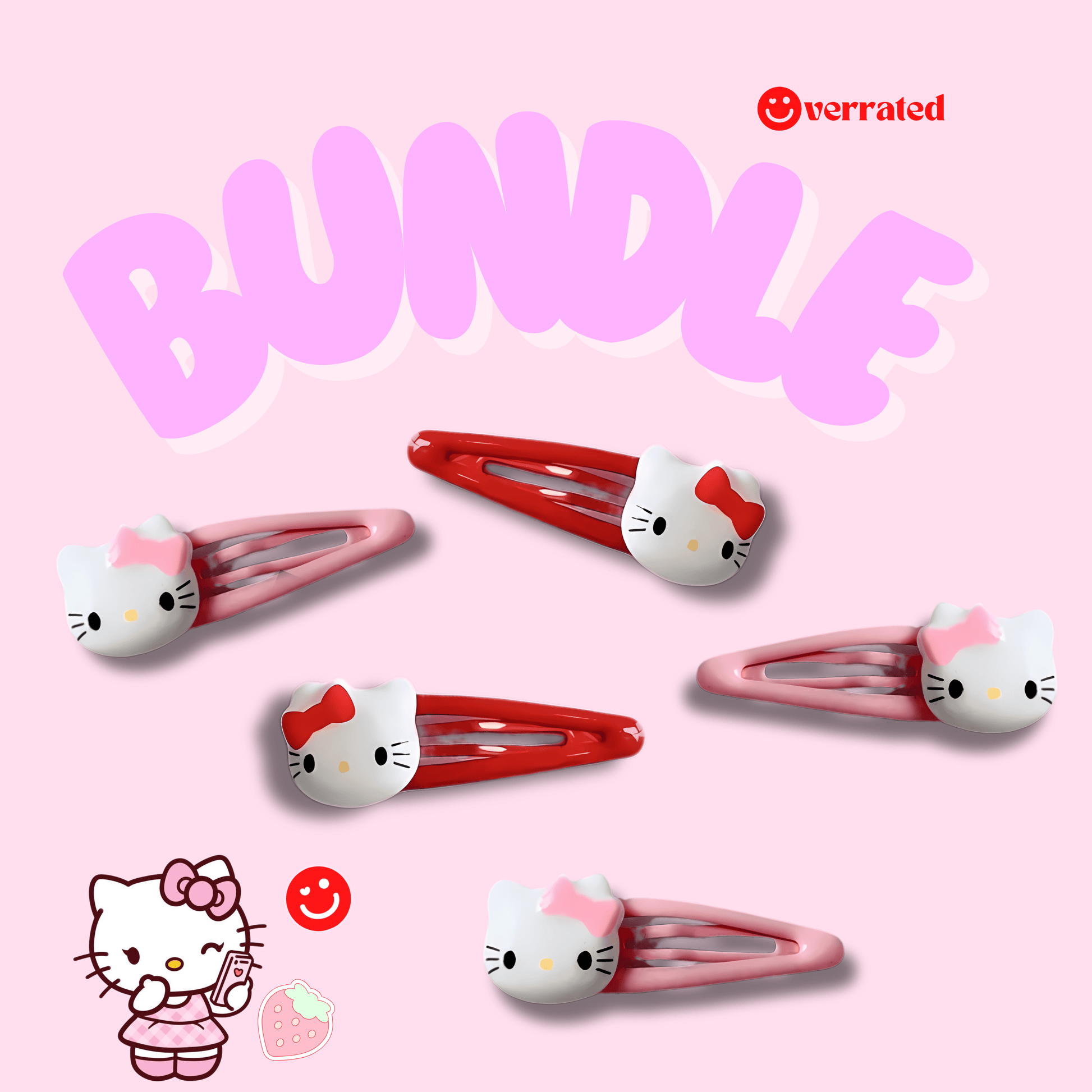 Bundle of 6 Hello Kitty Hair Clips - OVERRATED