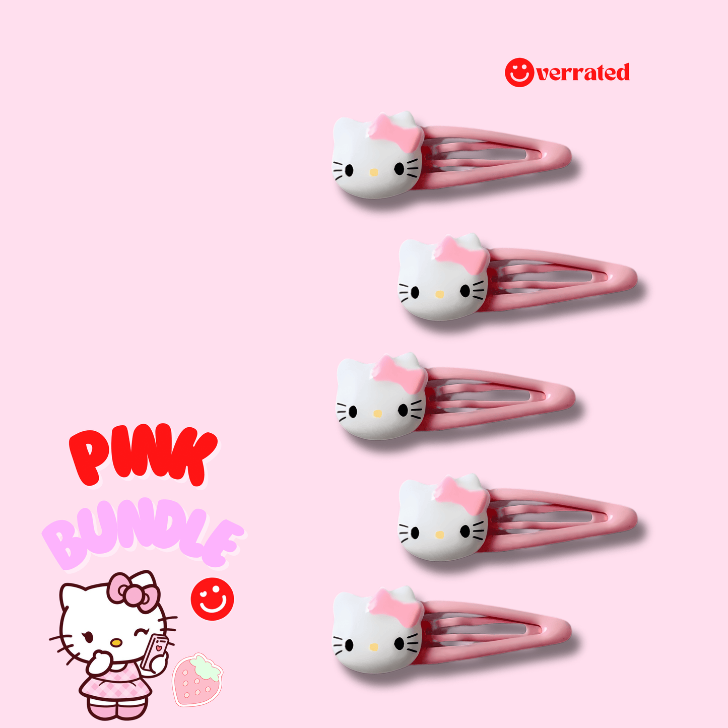 Bundle of 6 Hello Kitty Hair Clips - OVERRATED