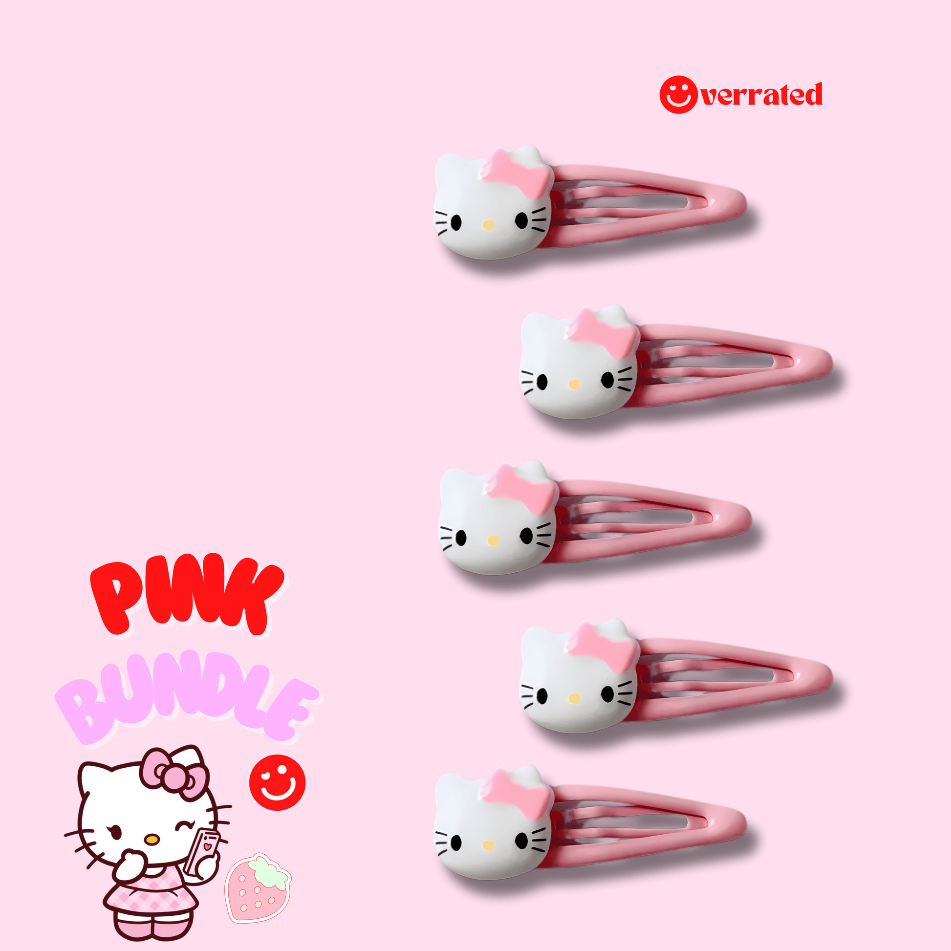 Bundle of 6 Hello Kitty Hair Clips - OVERRATED