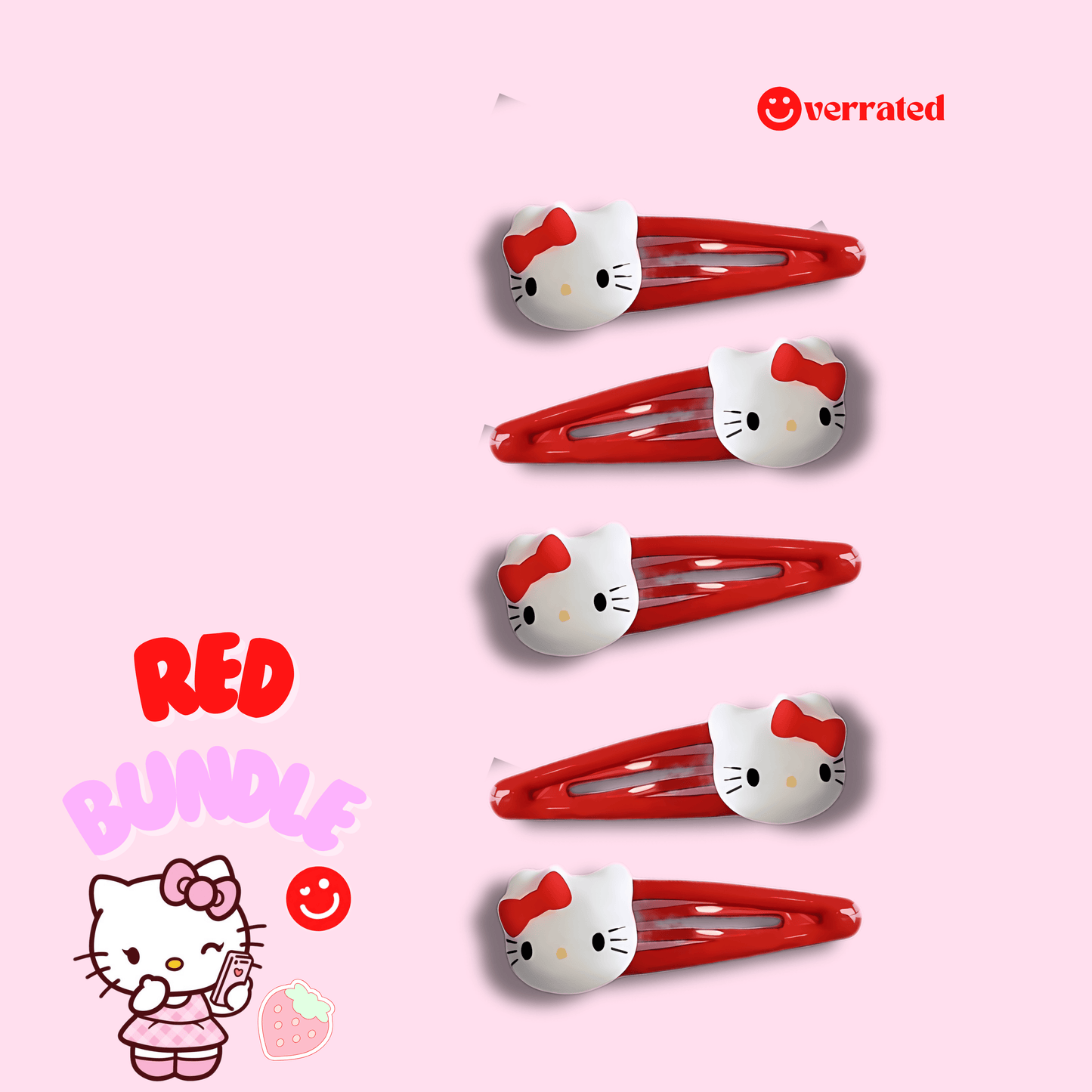Bundle of 6 Hello Kitty Hair Clips - OVERRATED