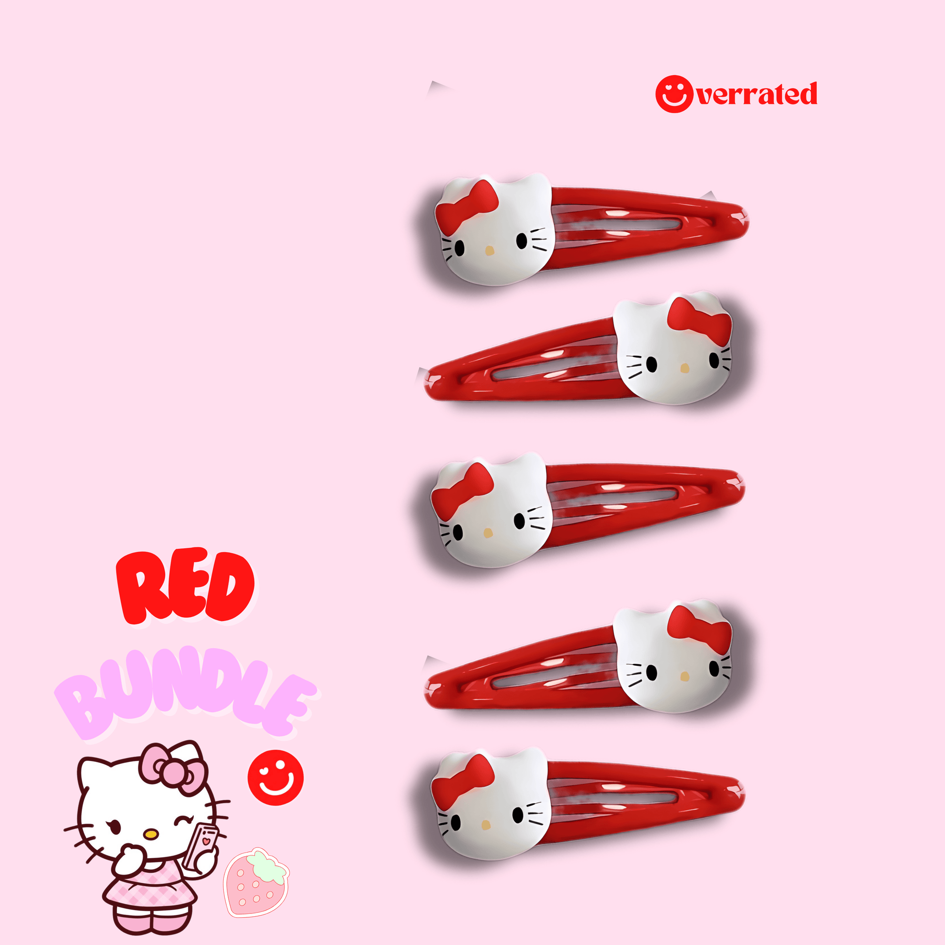 Bundle of 6 Hello Kitty Hair Clips - OVERRATED
