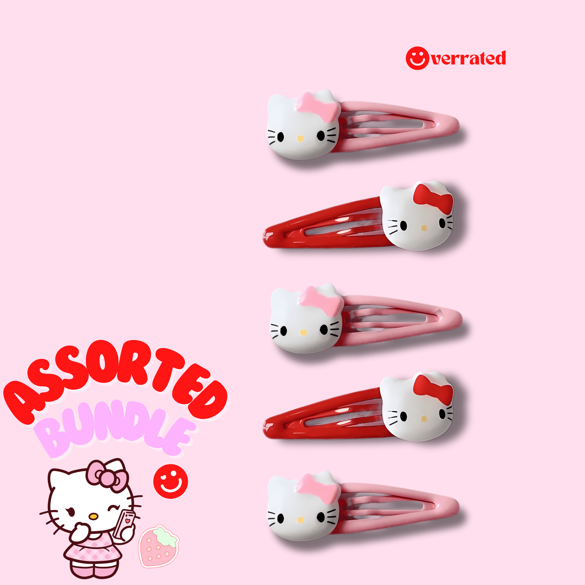 Bundle of 6 Hello Kitty Hair Clips - OVERRATED