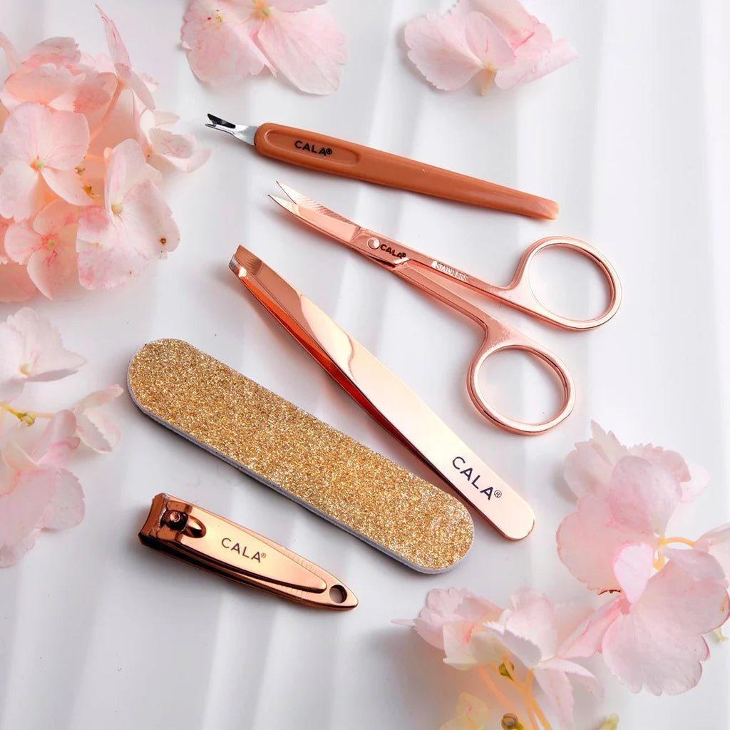 CALA 5pc Rose Gold Mani & Brow Essential Kit - OVERRATED