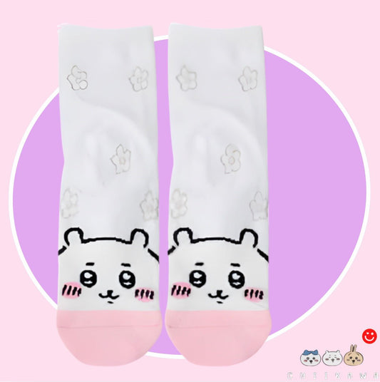 Chiikawa Flower Mid - Crew Soft Cotton Socks - OVERRATED