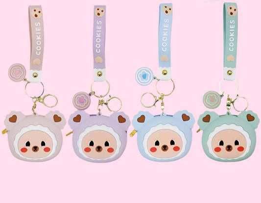 Cookie Bear Zipper Silicone Coin Purse Keychain - OVERRATED