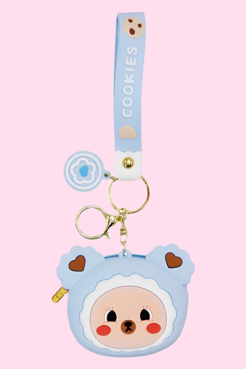 Cookie Bear Zipper Silicone Coin Purse Keychain - OVERRATED