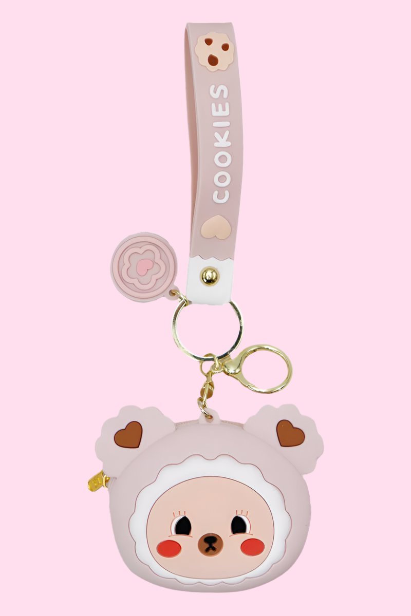Cookie Bear Zipper Silicone Coin Purse Keychain - OVERRATED