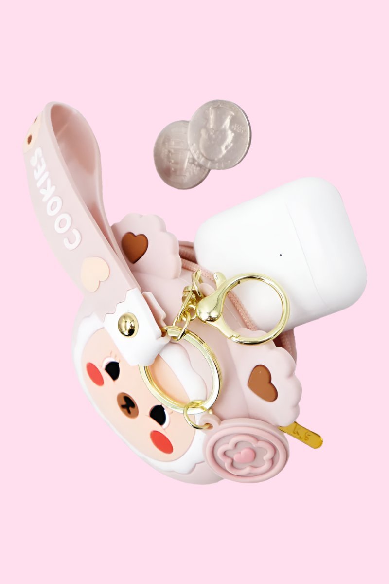 Cookie Bear Zipper Silicone Coin Purse Keychain - OVERRATED