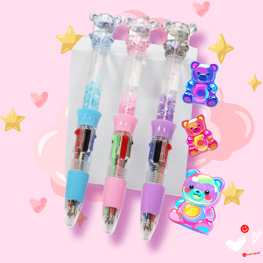Crystal Bear Liquid Filled 4 Color Pen - OVERRATED