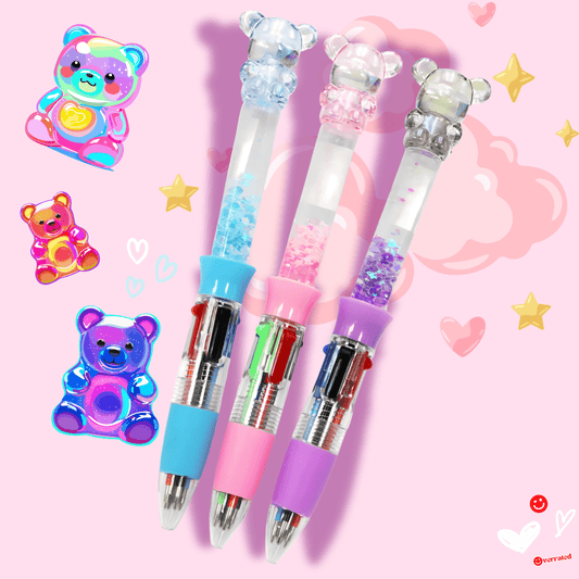 Crystal Bear Liquid Filled 4 Color Pen - OVERRATED