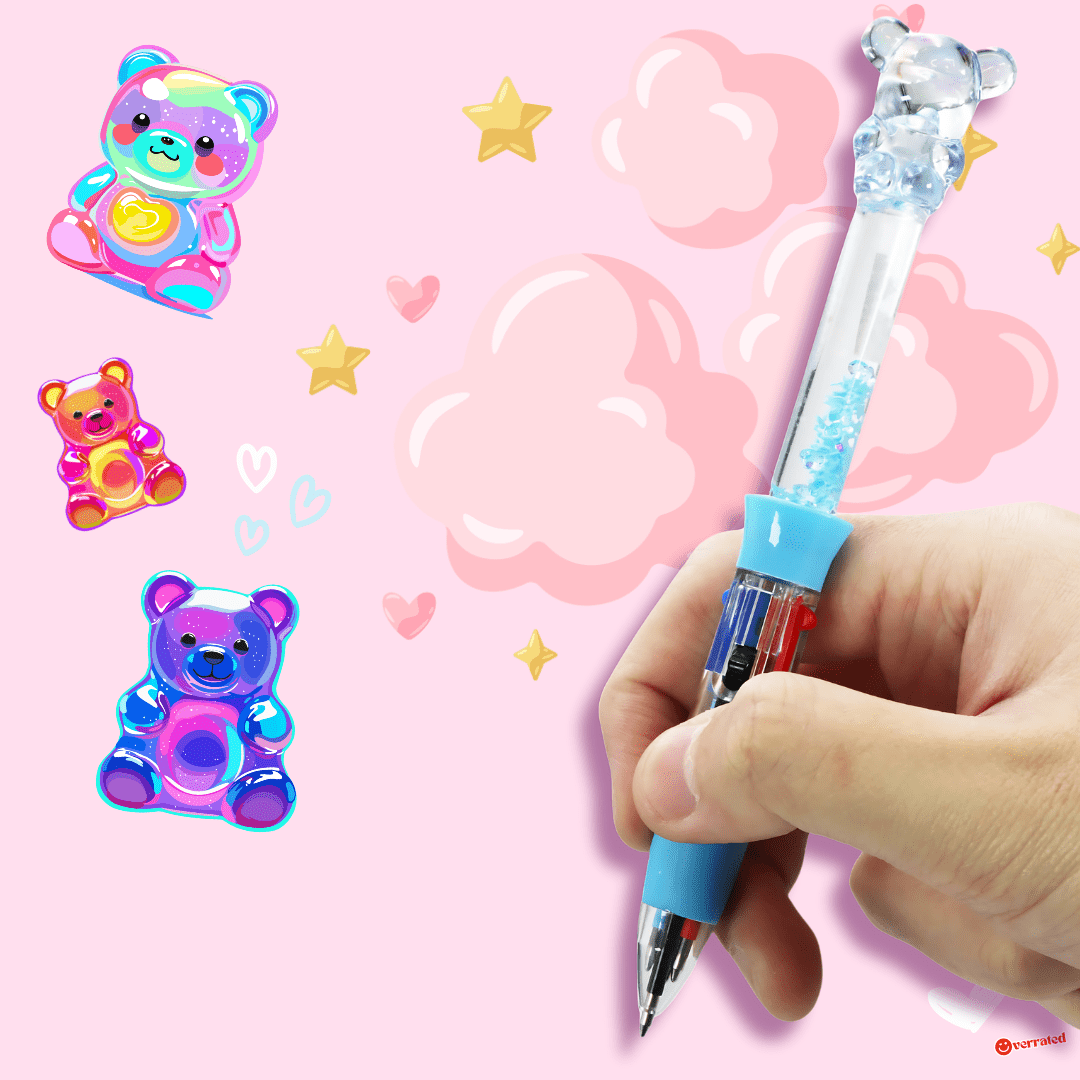 Crystal Bear Liquid Filled 4 Color Pen - OVERRATED