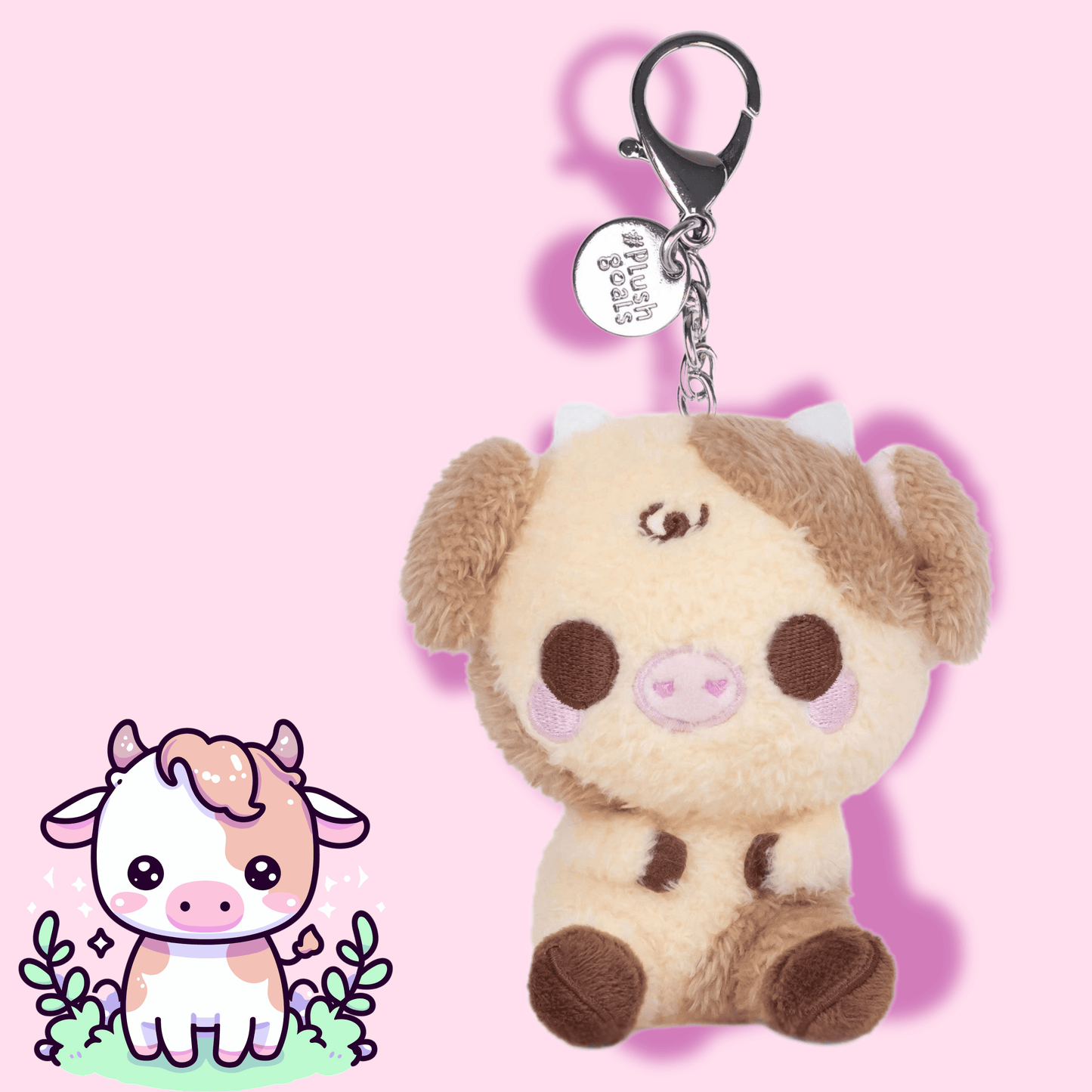 Cute Kawaii Soft Pastel Mini Moocha Keychain Cow Plush - OVERRATED