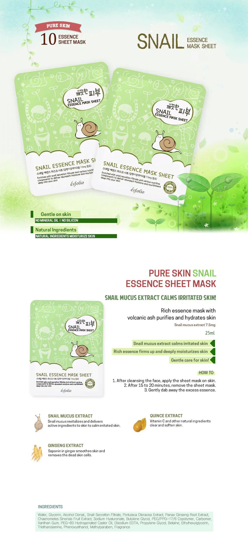 Esfolio Snail Essence Mask Sheet - OVERRATED