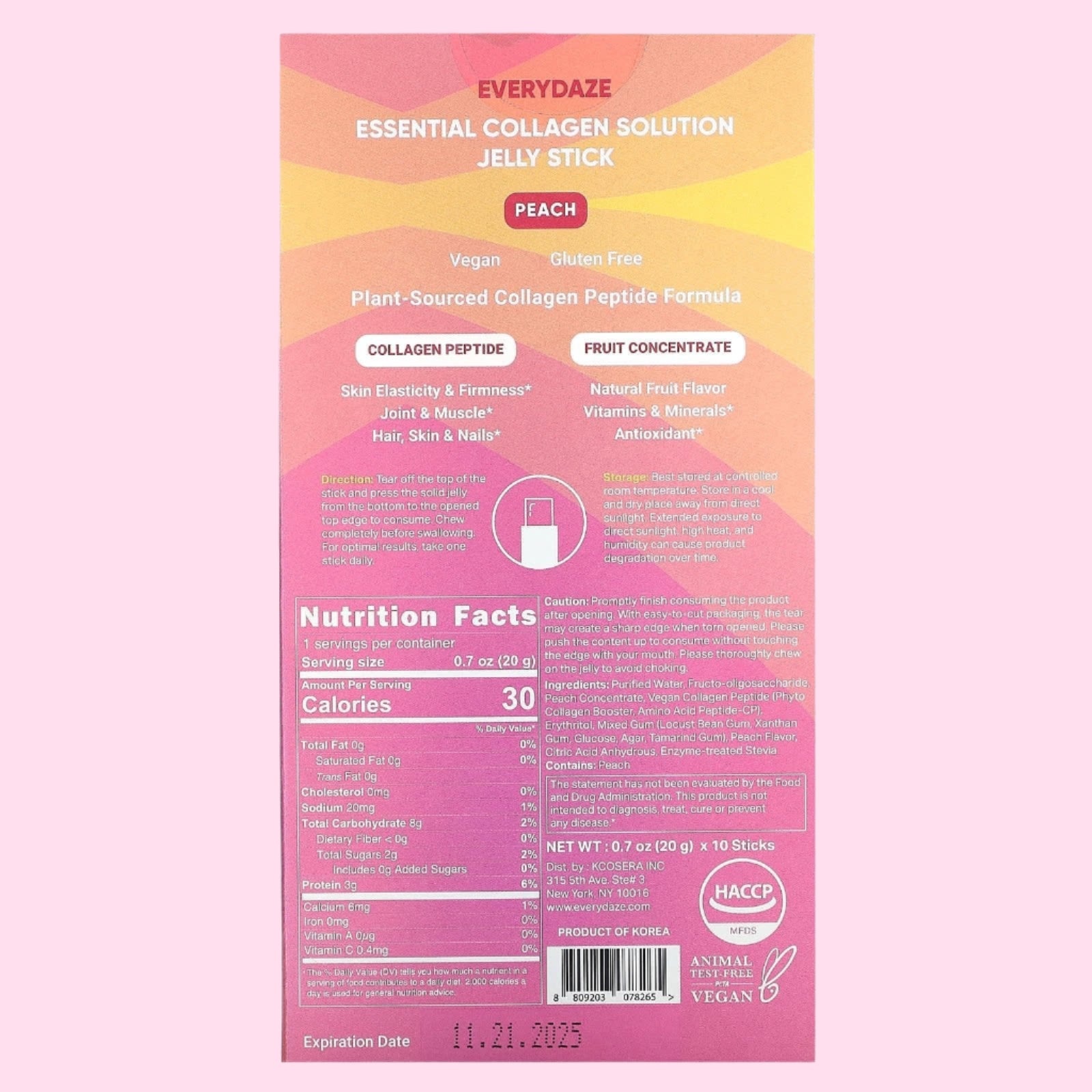EVERYDAZE Essential Collagen Solution Jelly Stick - 10 Packs: Peach - OVERRATED