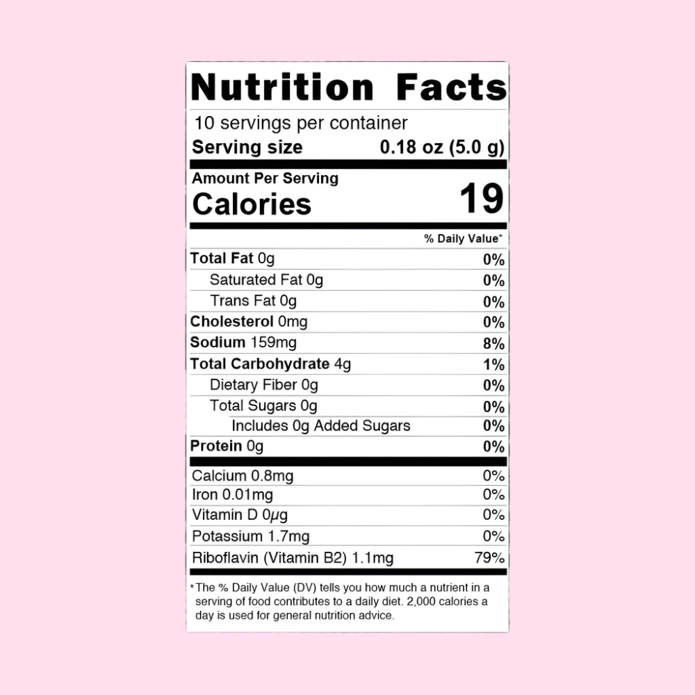 Korean kombucha drink stick EVERYDAZE Reset nutrition facts label view - Overrated Korean Beauty & More