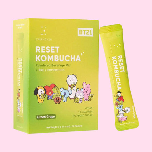 EVERYDAZE Reset Kombucha Stick - 10 Packs: BT21 Green Grape - OVERRATED