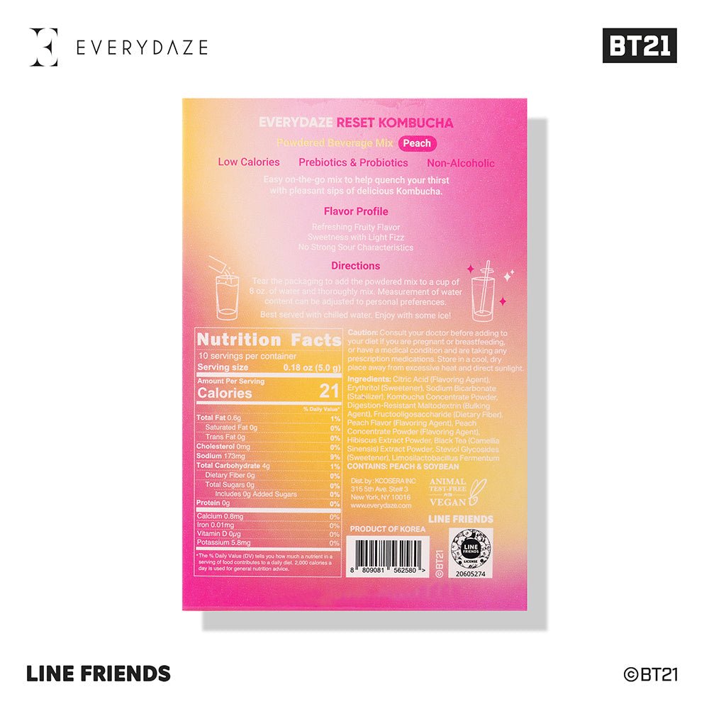 EVERYDAZE Reset Kombucha Stick - 10 Packs: BT21 Peach - OVERRATED