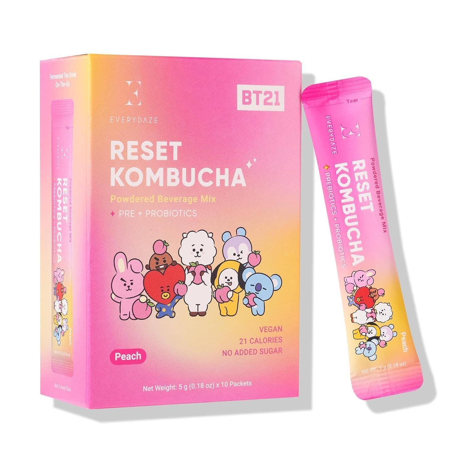 EVERYDAZE Reset Kombucha Stick - 10 Packs: BT21 Peach - OVERRATED