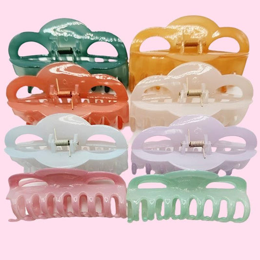 Glossy Pastel Hollow Circle Maxi Durable Hair Claw - OVERRATED