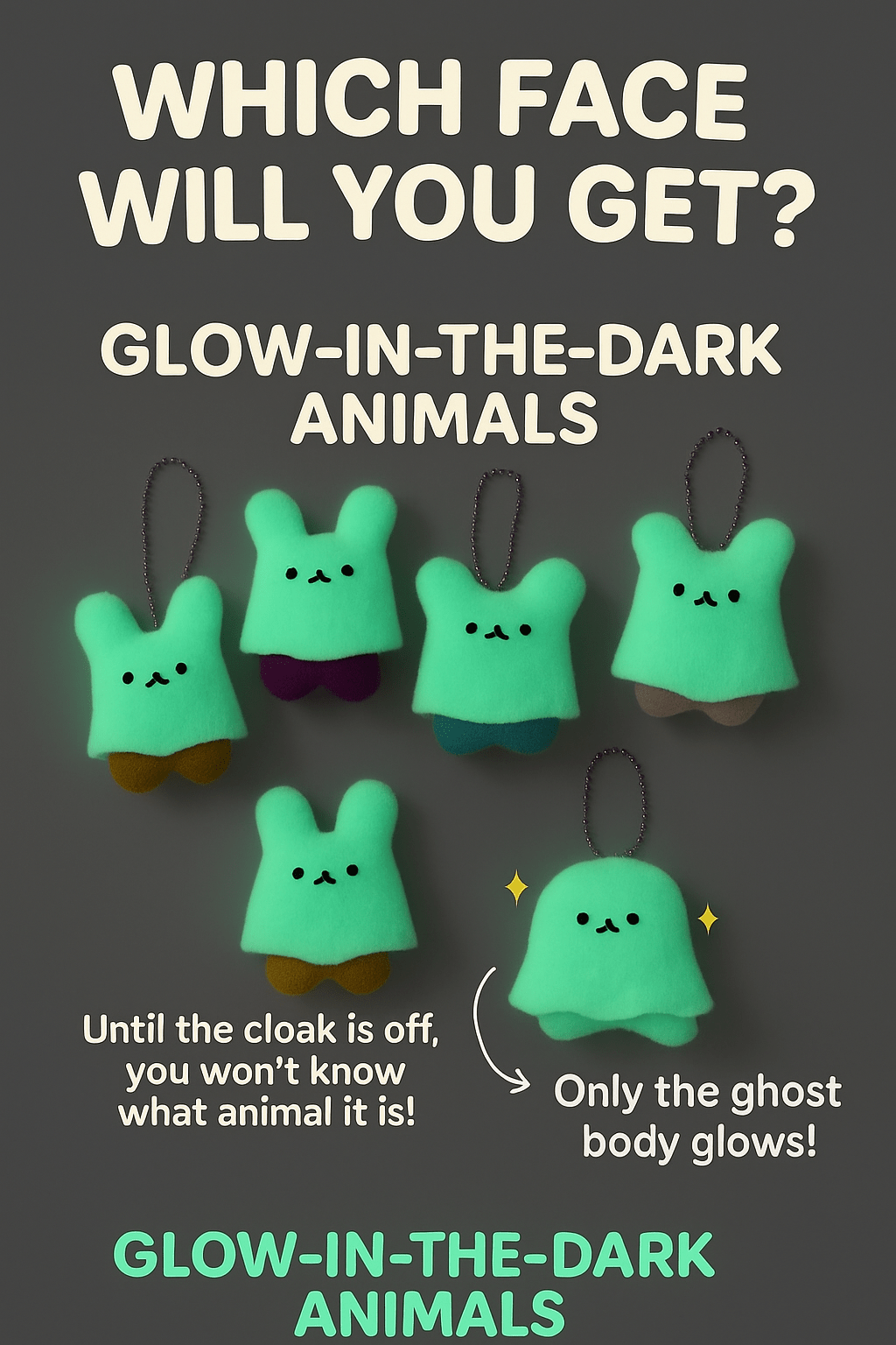 Glow - in - the - Dark Ghost Plush Keychain – Random Blind Bag - OVERRATED