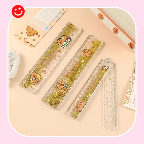 Happy Capybara Glitter Liquid Ruler 30cm Folding Capybara Kawaii Stationery - OVERRATED