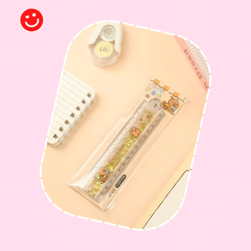 Happy Capybara Glitter Liquid Ruler 30cm Folding Capybara Kawaii Stationery - OVERRATED