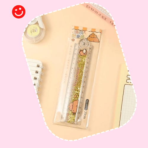 Happy Capybara Glitter Liquid Ruler 30cm Folding Capybara Kawaii Stationery - OVERRATED