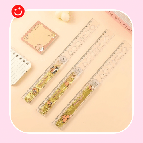 Happy Capybara Glitter Liquid Ruler 30cm Folding Capybara Kawaii Stationery - OVERRATED