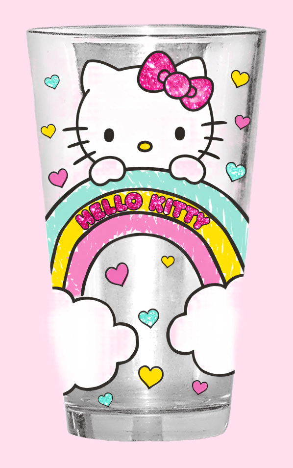 Hello Kitty 16oz Pint Glass with Glitter in Retail Box - OVERRATED