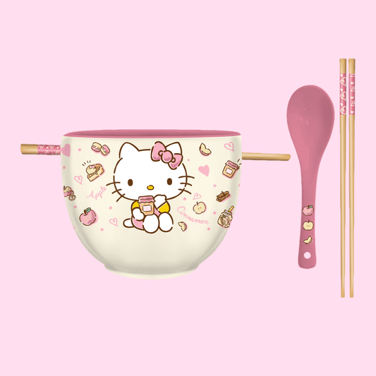 Hello Kitty 20oz. Ceramic Ramen Bowl w Chopsticks and Spoon - OVERRATED