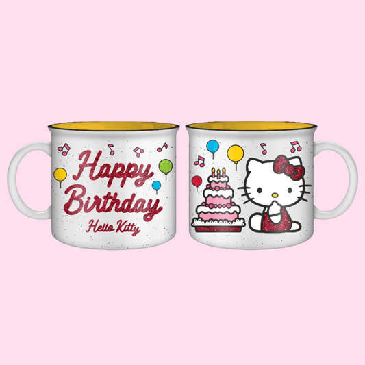 Hello Kitty Birthday Glitter 20oz Ceramic Camper Mug - OVERRATED