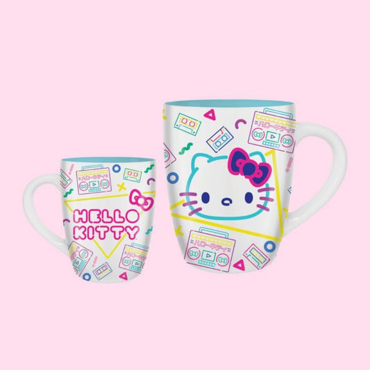 Hello Kitty Boom Box w/Icons Neon Toss 25oz Jumbo Curved Mug - OVERRATED