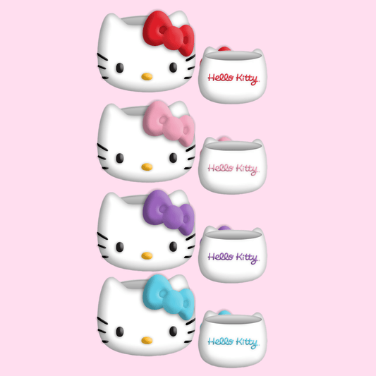 Hello Kitty Face Red 4pc Sculpted Ceramic Mini Cup Set - OVERRATED