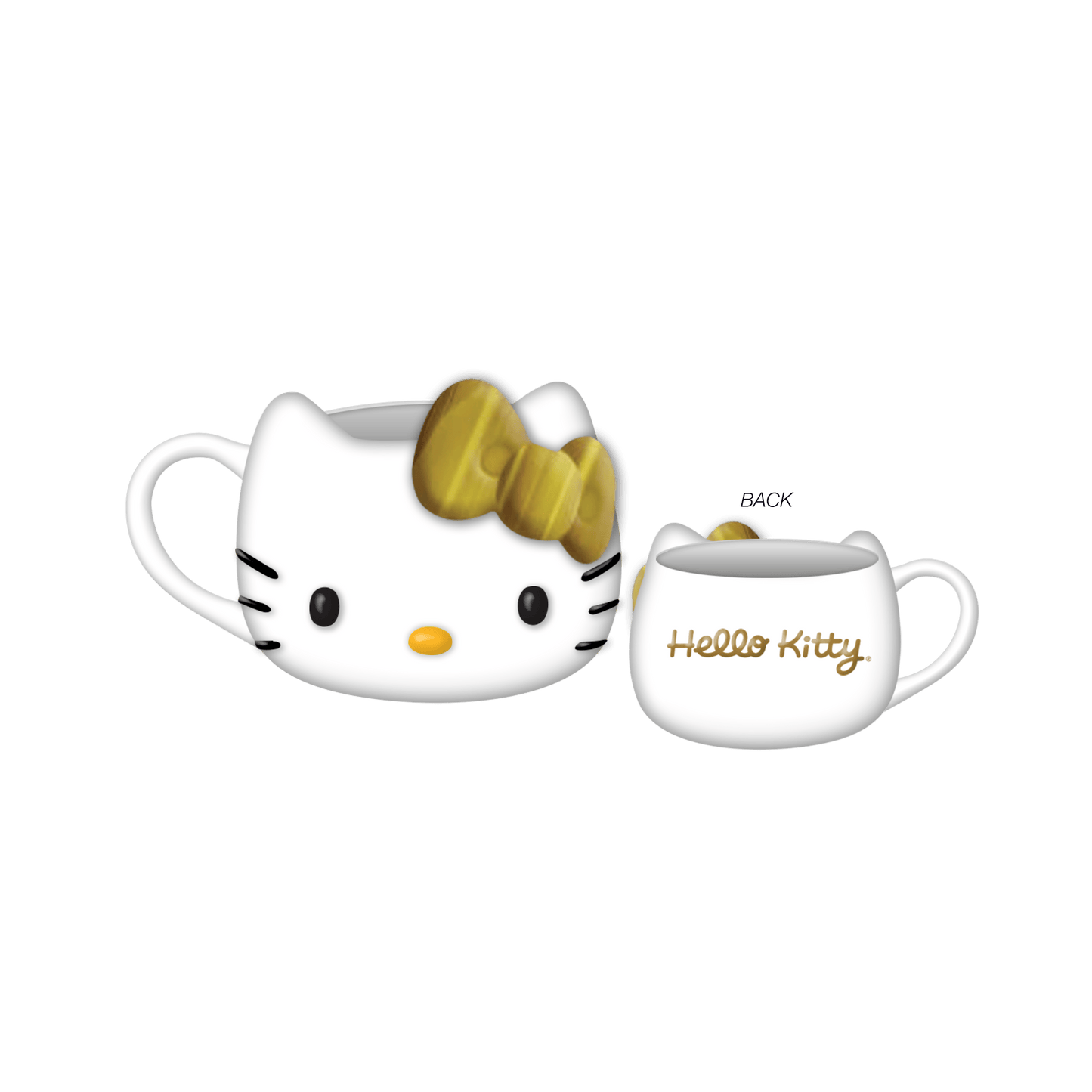 Hello Kitty Gold Bow Electroplate Ceramic 3D Sculpted Mug - OVERRATED