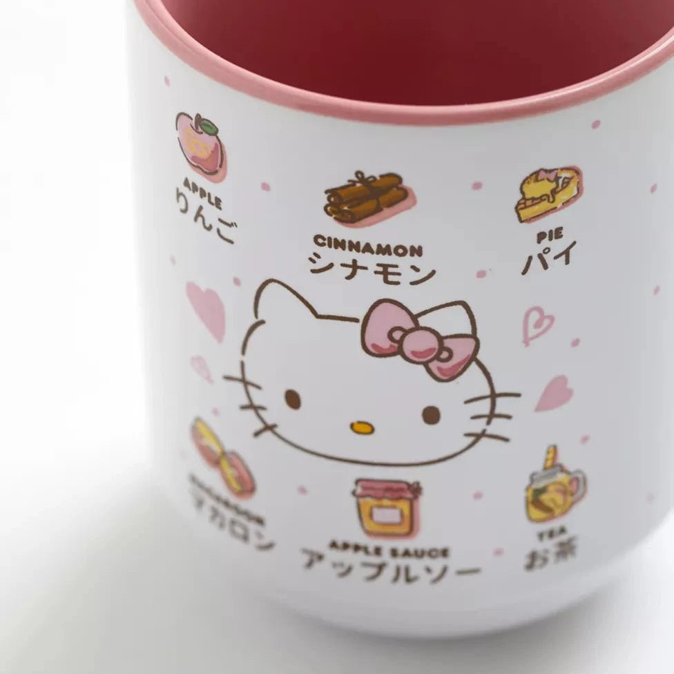 Hello Kitty Labeled Apple Icons 12oz Ceramic Asian Tea Cup - OVERRATED