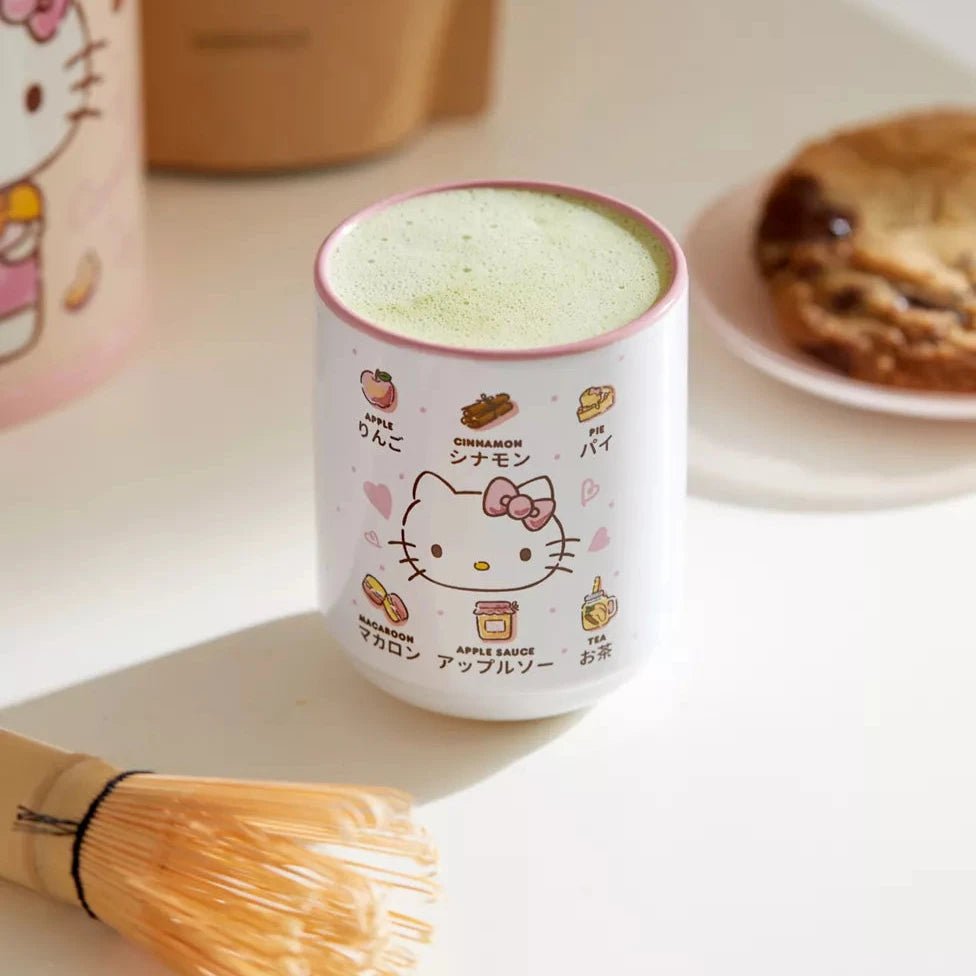 Hello Kitty Labeled Apple Icons 12oz Ceramic Asian Tea Cup - OVERRATED